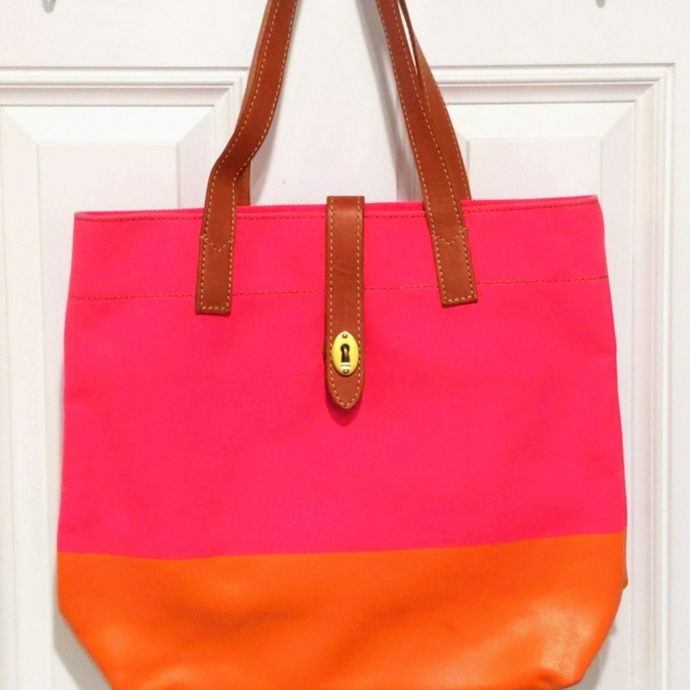 Fossil Pink Canvas Tote Bag